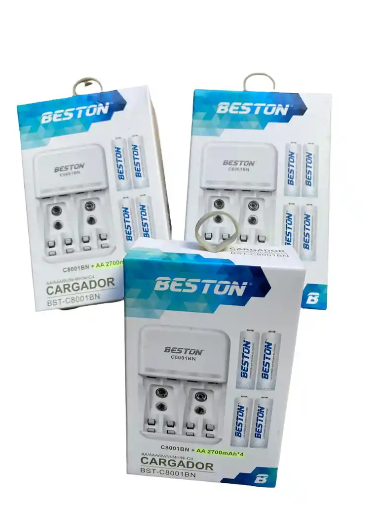 Beston Cargador + Baterías/pilas Recargables C8001bn + 4xaa 2700mah Blanco