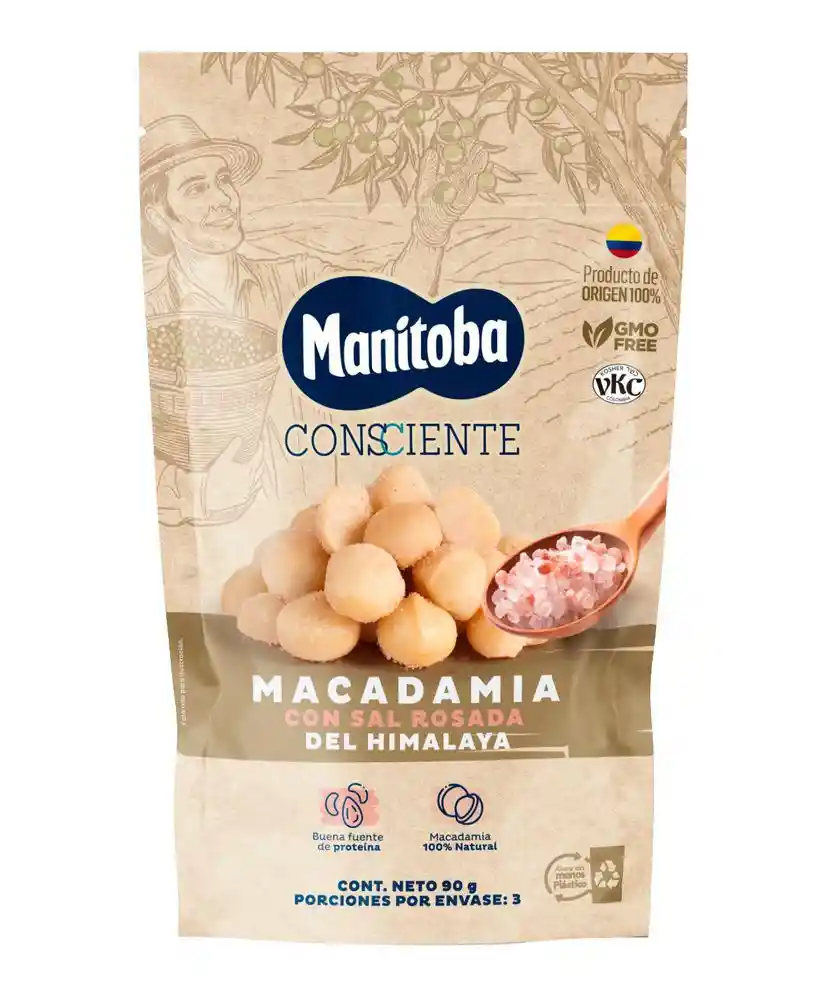 Macadamia Manitoba Con Sal Rosada Del Himalaya (90 Gr)