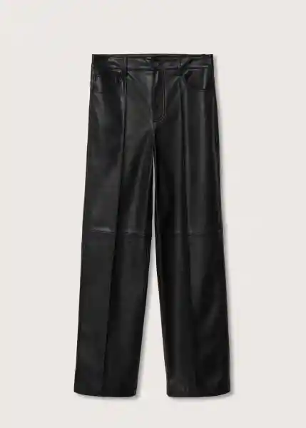 Pantalón High Negro Talla 38 Mujer Mango