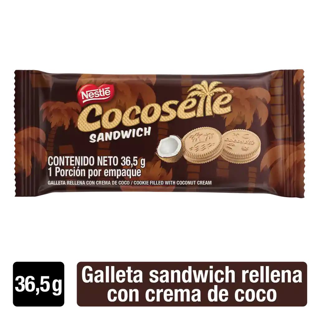 Galletas COCOSETTE Sándwich rellenas con crema de coco x 36,5g