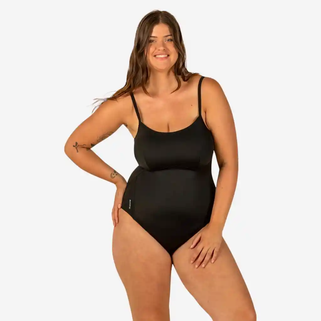 Vestido de Baño Enterizo de Playa Con Espalda Abierta Para Mujer Olaian Negro