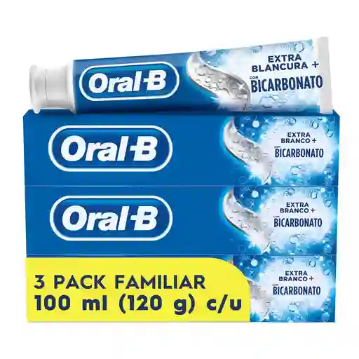 Pasta Dental Oral-B Extra Blancura Con Bicarbonato 3 x 100 mL