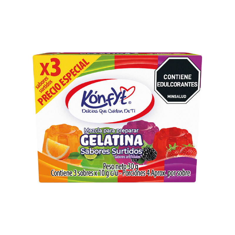 Konfyt Gelatina en Polvo Dietética Sabores Surtidos 4 x 10 g