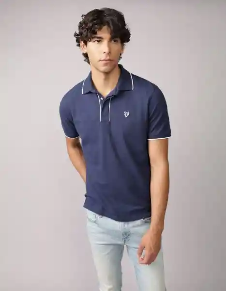 Polo Hombre Azul Talla Large 4559410 American Eagle