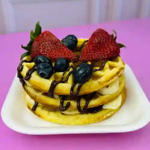 Mini Waffle Redondo con Fruta