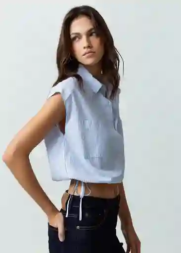 Camisa Mapi Mujer Azul Cetaceo Talla S Naf Naf