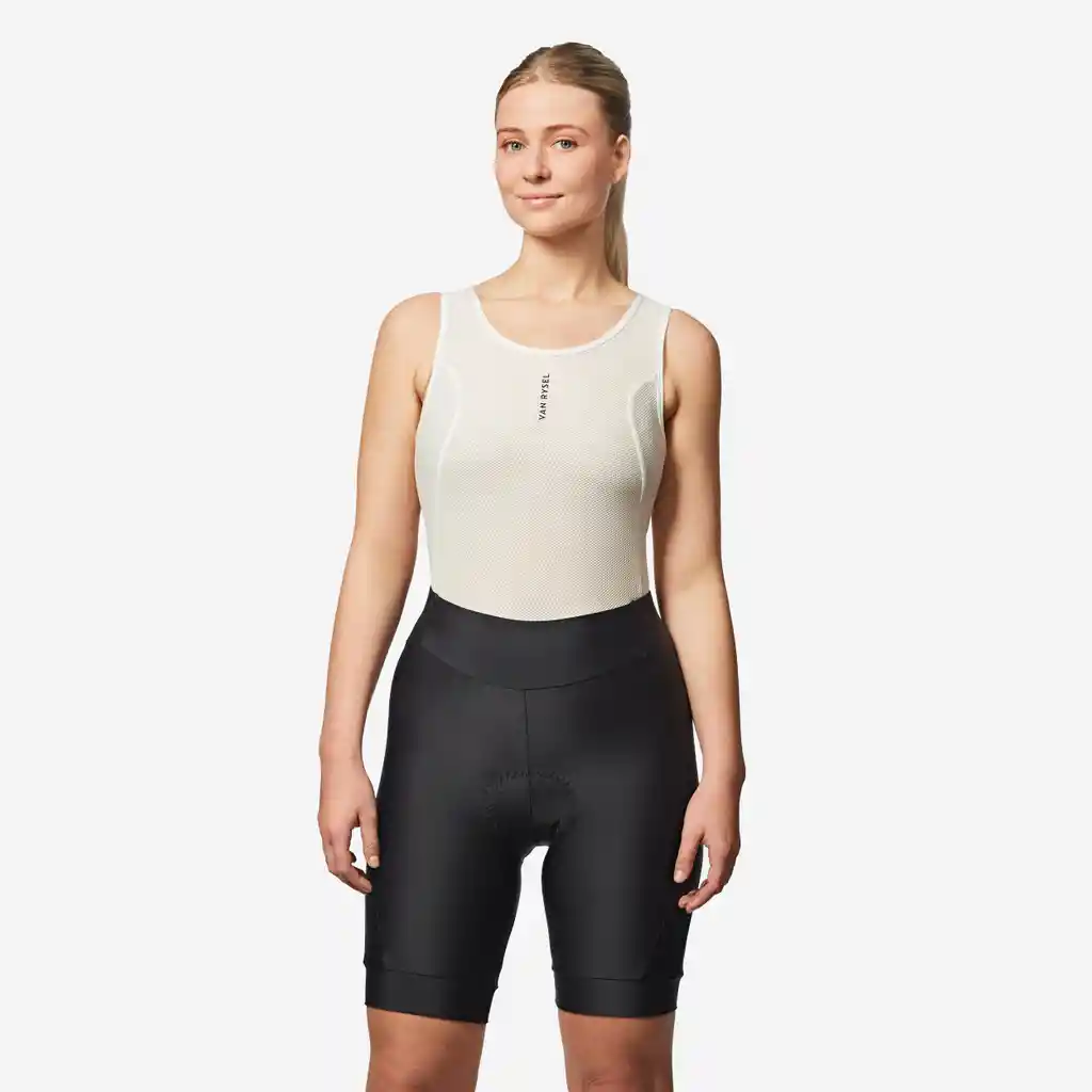 Badana Corta Ciclismo Ruta Discover Mujer Negro Sin Tirantes