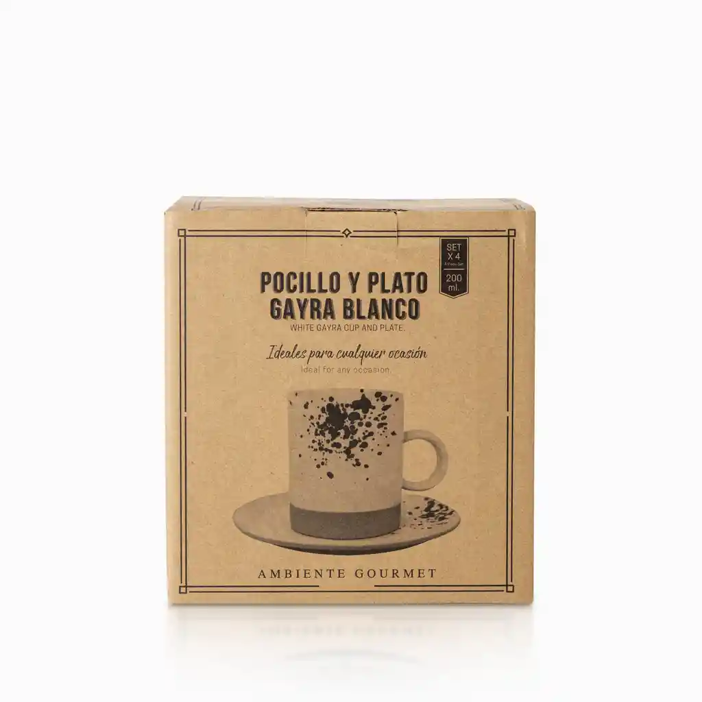 Pocillo y Plato Gayra Blanco Ambiente Gourmet