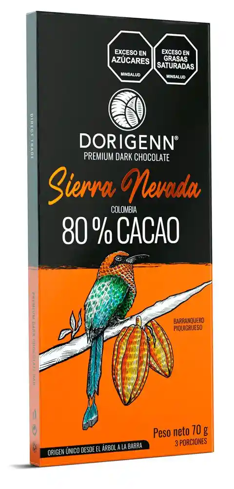Barras de Chocolate Dorigenn Sierra Nevada Al 80% Cacao (70 Gr)