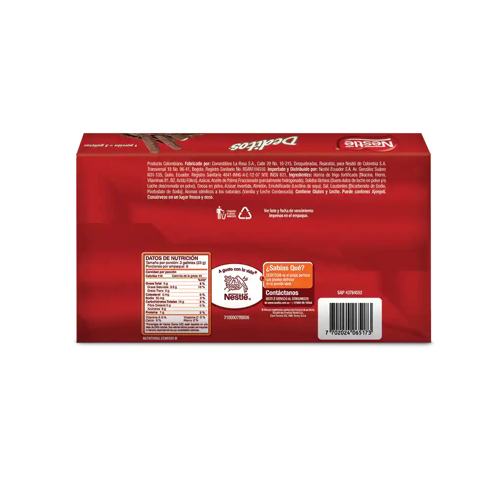 Galletas dulces DEDITOS cubiertas con sabor a chocolate 8 Unds x 184g