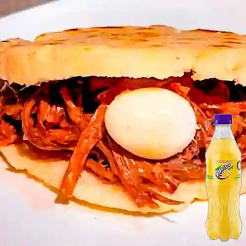 Combo Arepa c/ Carne Desmechada +Quatro Orig 400ML