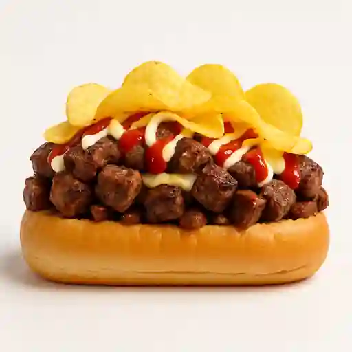 Perro Caliente con Trocitos de Lomo