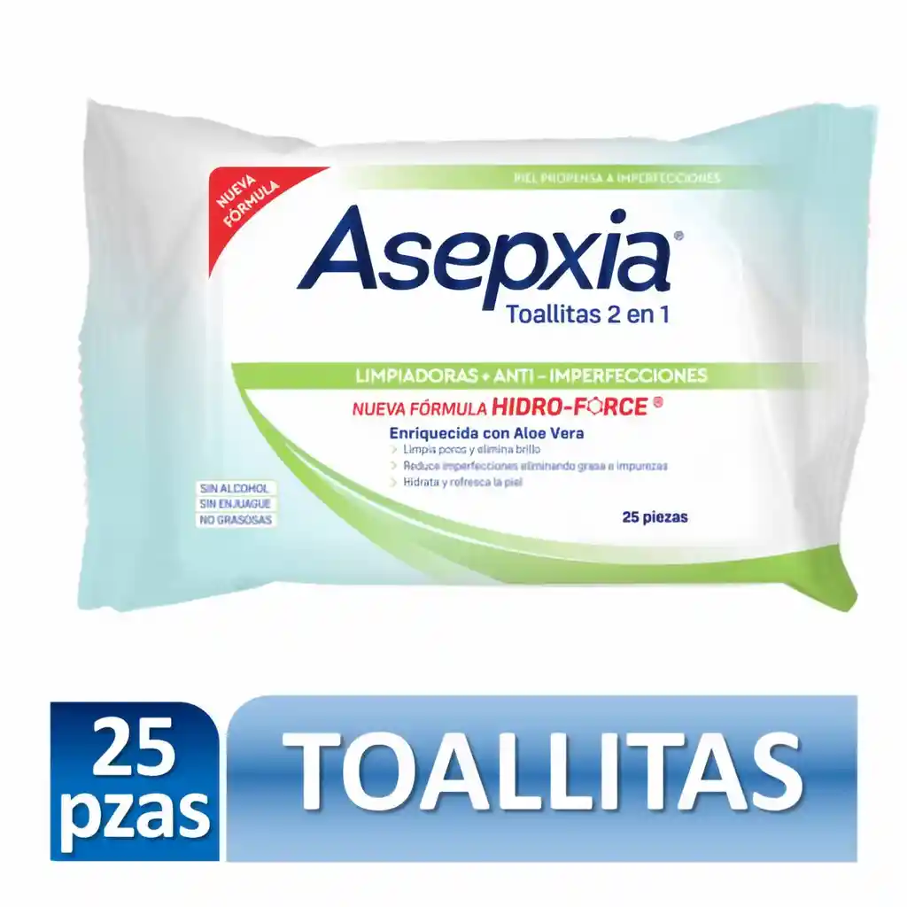 Asepxia Toallitas 2 en 1 Limpiadoras Anti-Imperfecciones