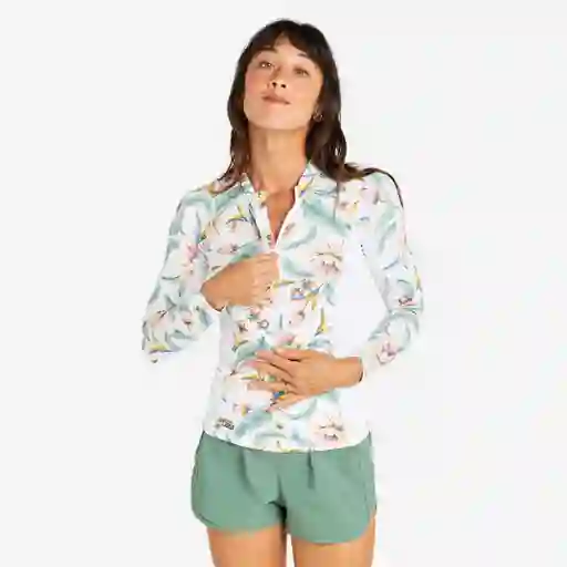 Camiseta de Protección Solar Manga Larga Para Mujer Olaian 500 - Blanco