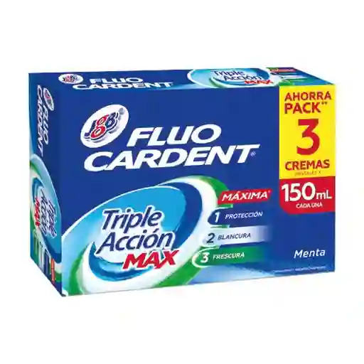 Fluocardent Crema Dental Triple Acción Max 150 mL x 3 Und