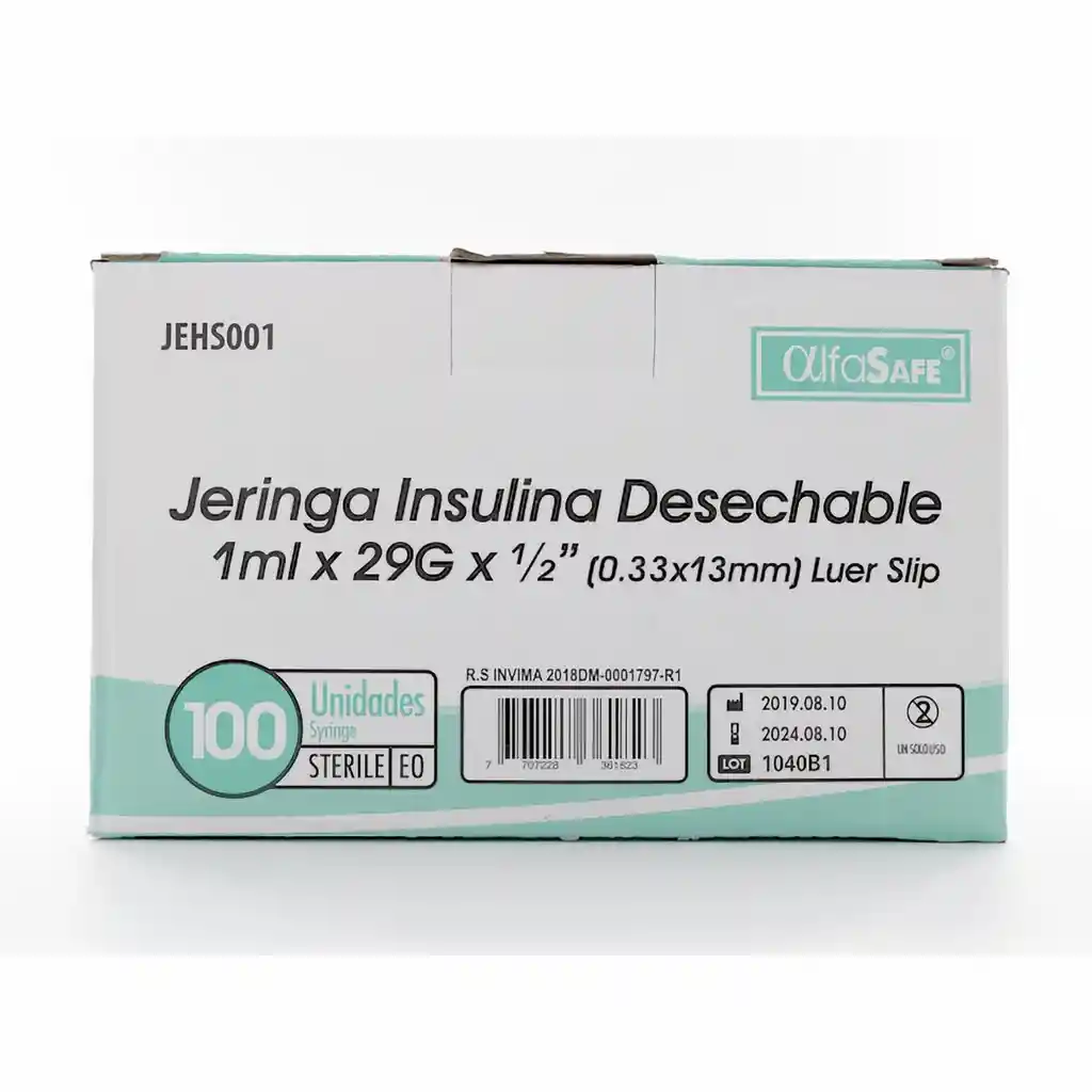 Alfa Safe Jeringa Insulina desechable