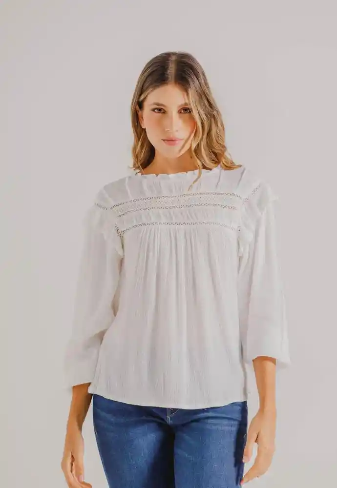 Blusa Manga Larga L-blanco