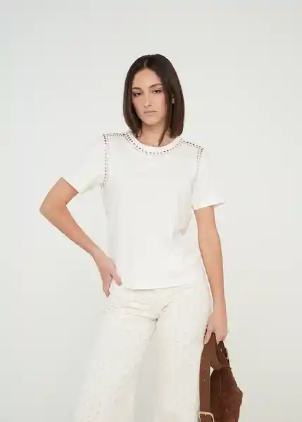 Camiseta Mujer Crudo Puro Claro Talla M 409G060 Naf Naf