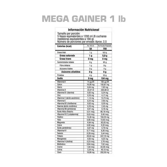 Proteína Sin Azúcar Añadida Gmn Mega Gainer