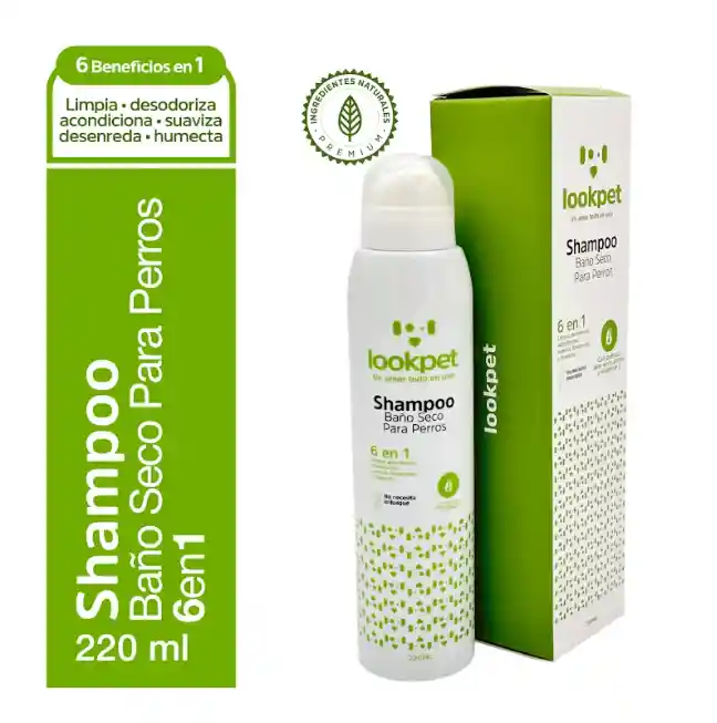 Lookpet Shampoo Baño Seco Para Perro 6 En 1 - 220ml