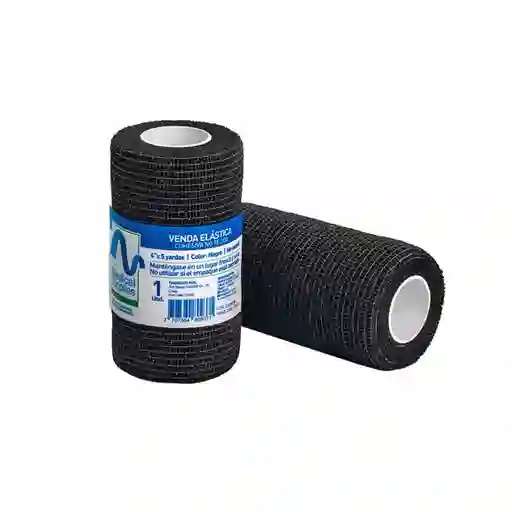Venda Elastica Cohesiva 4"x5 Yardas Color Negro Medical Supplies