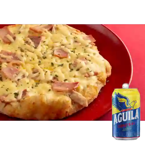 Combo Pizza de Pollo y Tocineta + Aguila 355 ml