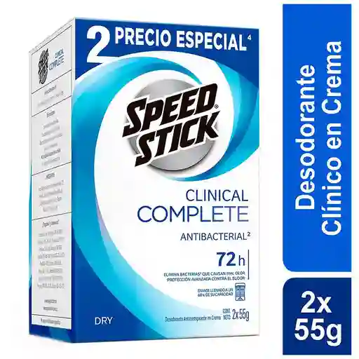 Desodorante Hombre Speed Stick Clínical Dry en Crema 2x55g