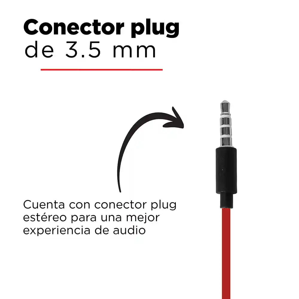 Miniso Audífonos de Cable Clásico Rojo 1.2 m