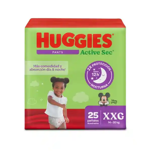 Pañal Huggies Active Sec Pants Etapa 5/XXG Absorción 25 Und
