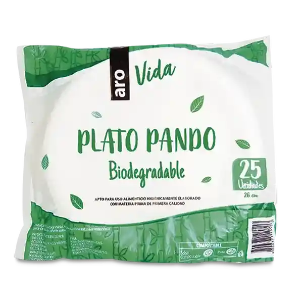 Plato Pando Vida Biodegradable 26 cm Aro