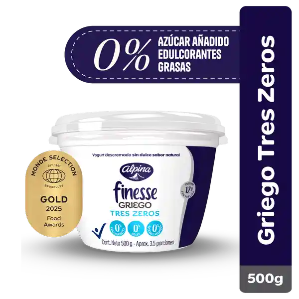 Yogurt Griego Finesse Tres Zeros 500 g