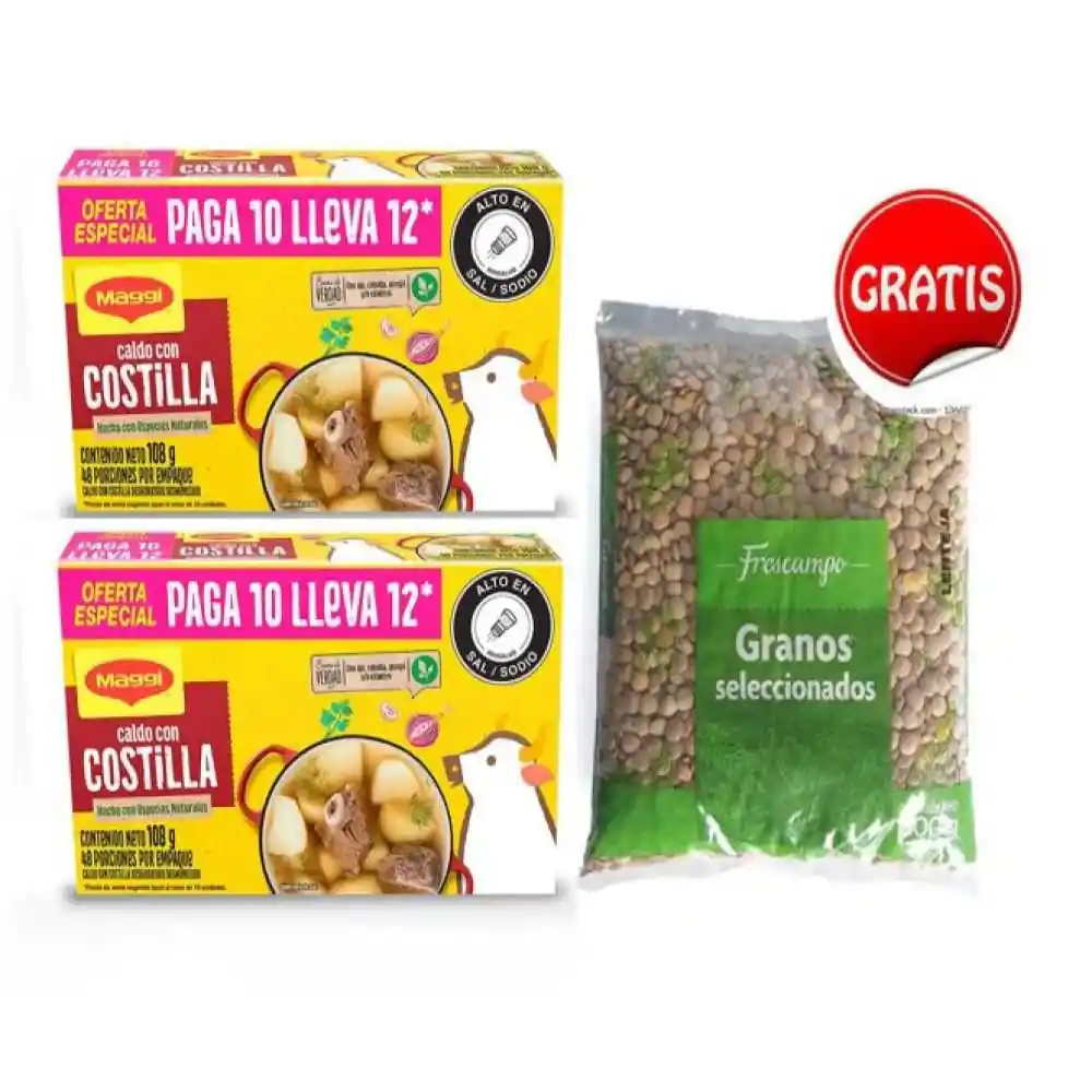 Dos Desmenuzados de Costilla Gratis Lenteja Maggi