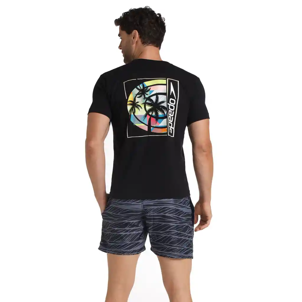 Camiseta Manga Corta Palm Haven Hombre Negro-l