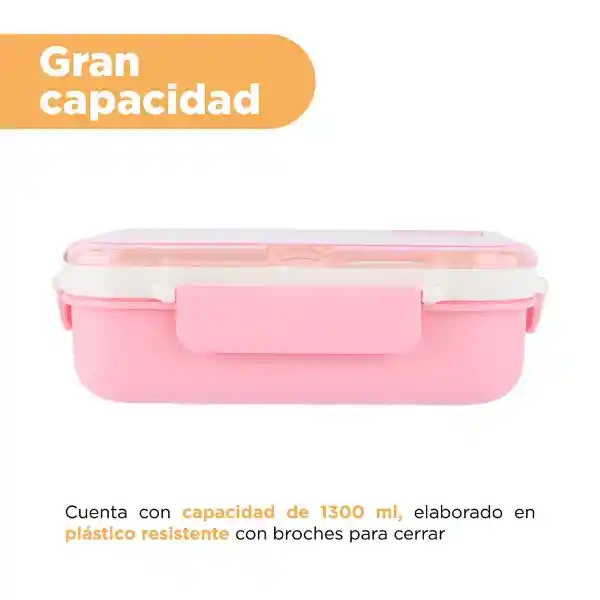 Contenedor Para Alimentos Rosa y Blanco 1300 mL Miniso