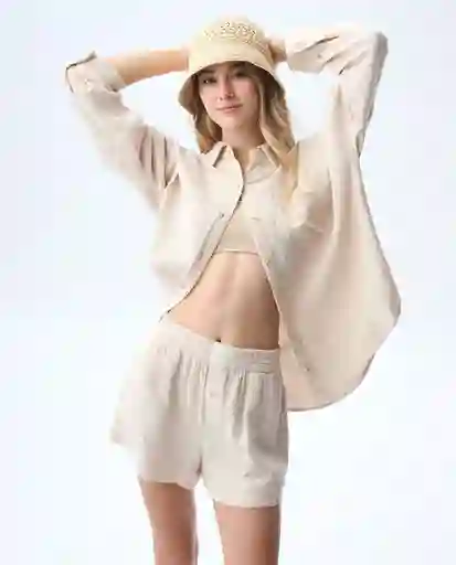 Camisa Mujer Beige Talla M 611G003_BEI141209 Americanino