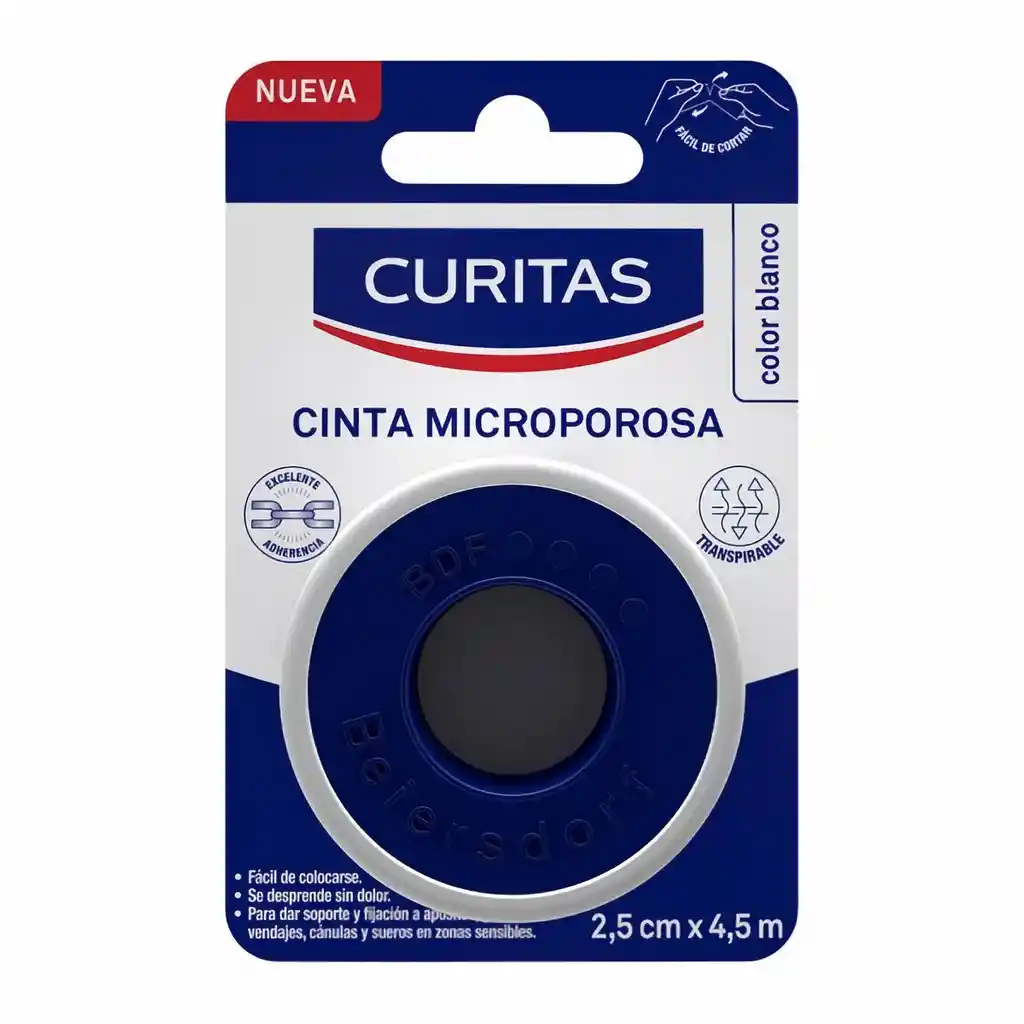 Curitas Cinta Microporosa Blanca 2.5 cm x 4.5 m