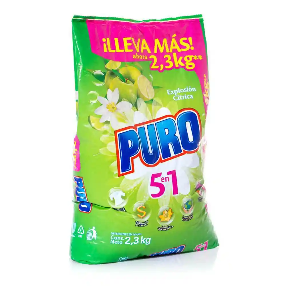 Puro Detergente  para Ropa 5 en 1 en Polvo Explosión Cítrica 