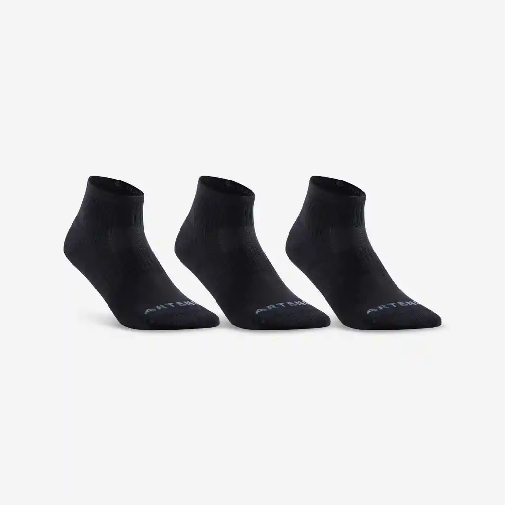 Medias Media Caña Deportivas Para Adulto X3 Pares - Artengo Rs500 Negro