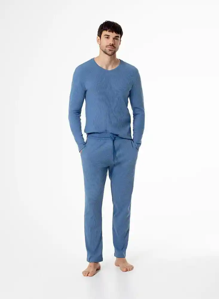 Pantalon Pijama Largo Hombre S-azulmedio