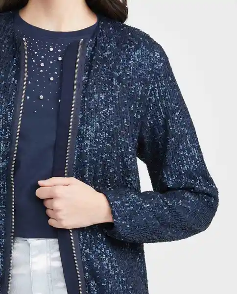 Chaqueta Sequins Bomber Azul Medianoche Ultraoscuro L Chevignon