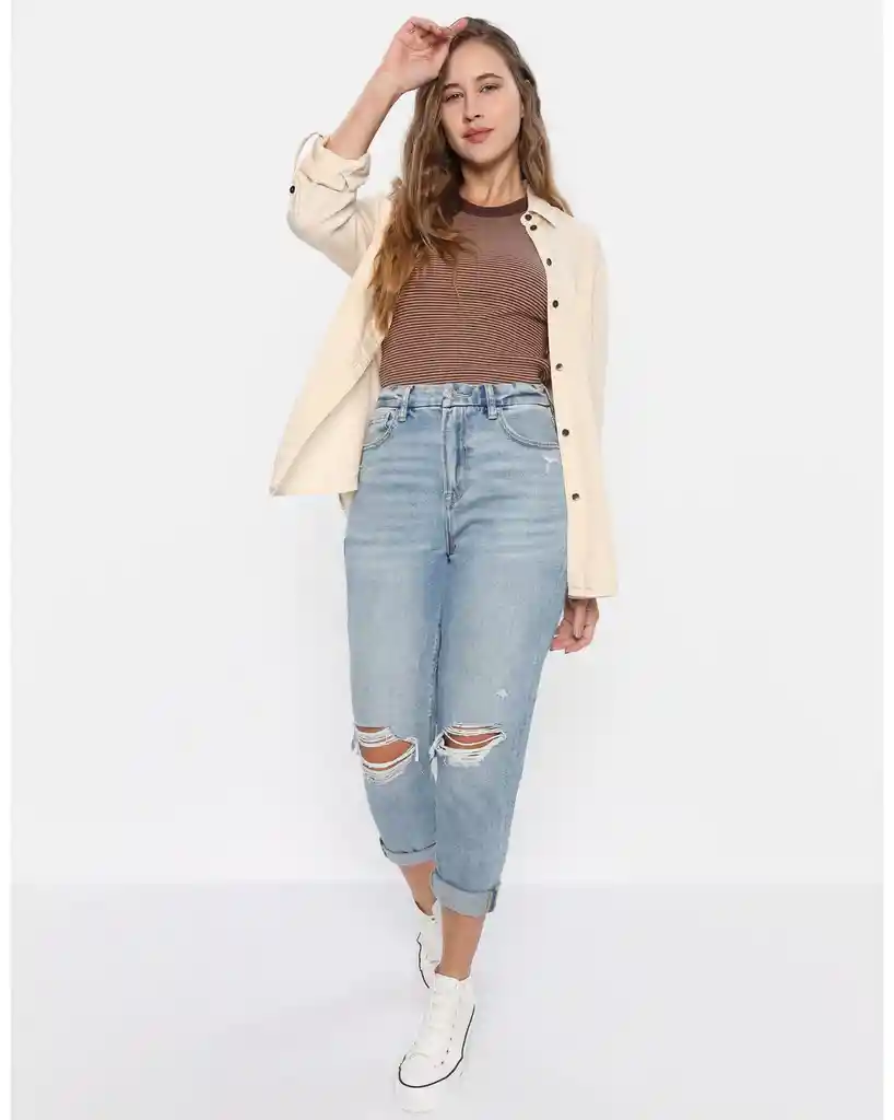 Camisa Mujer Beige Talla LARGE 400396251084 American Eagle