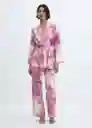 Kimono Caftan Violet-A Off-White Talla S Mujer Mango