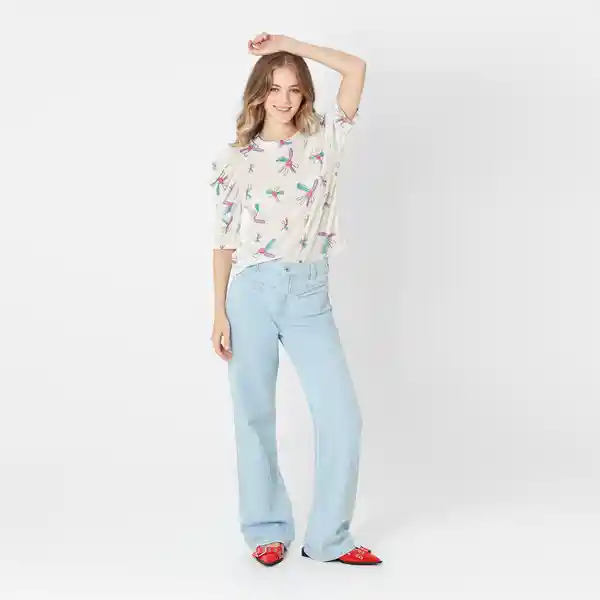 Camiseta Cuello Redondo Manga 3/4 Morado Talla M 711821