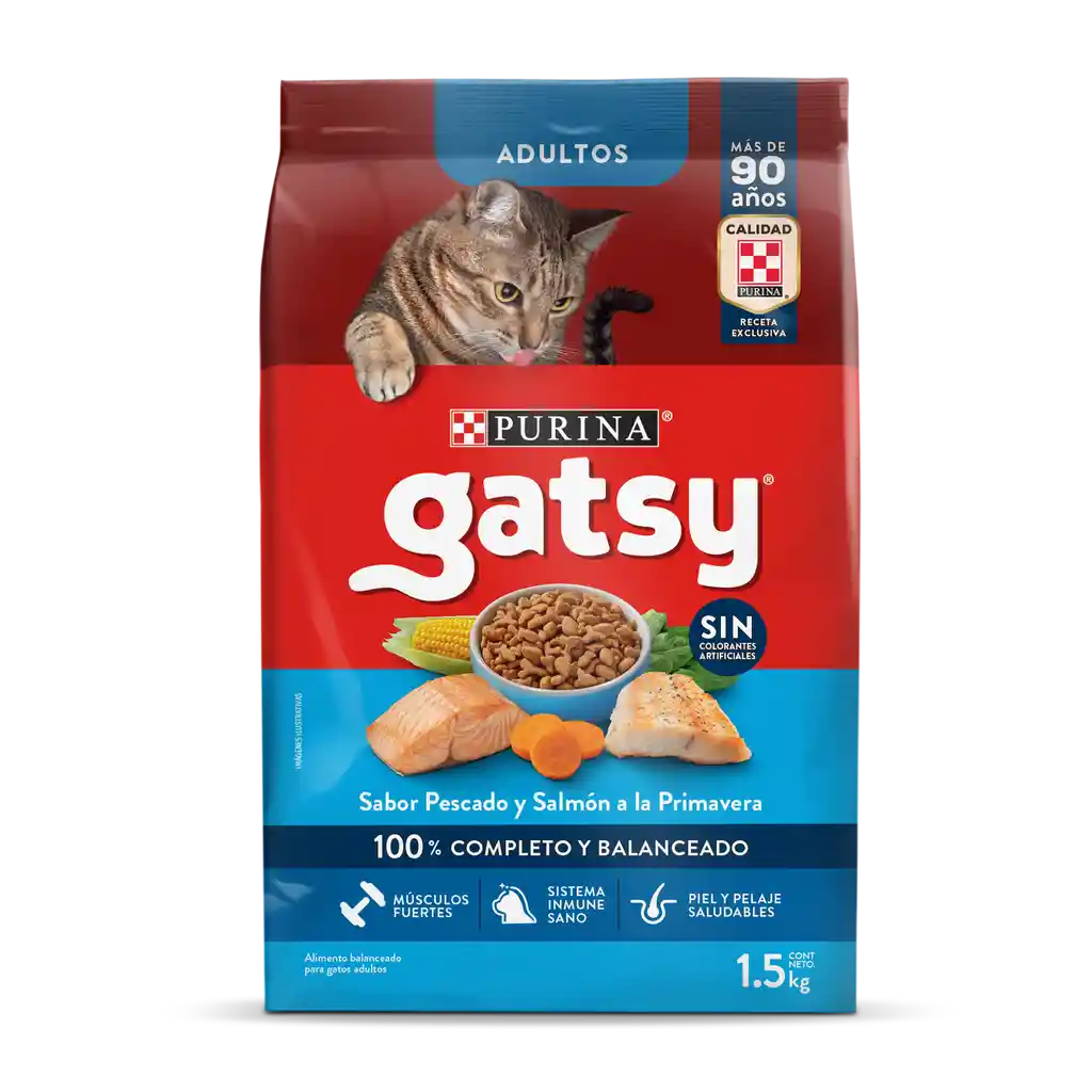 Comida para Gatos Purina Gatsy pescado y salmón 1,5kg