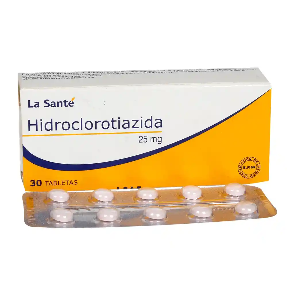Hidroclorotiazida (25 mg) 30 Tabletas