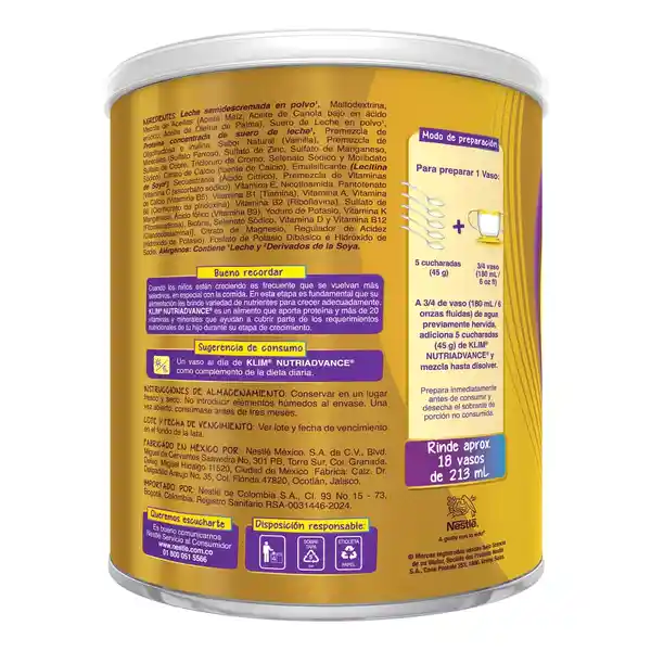 Nutri Advance Complemento Nutricional en Polvo 800 g