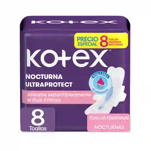 Kotex Toalla Femenina Nocturna 8 Und