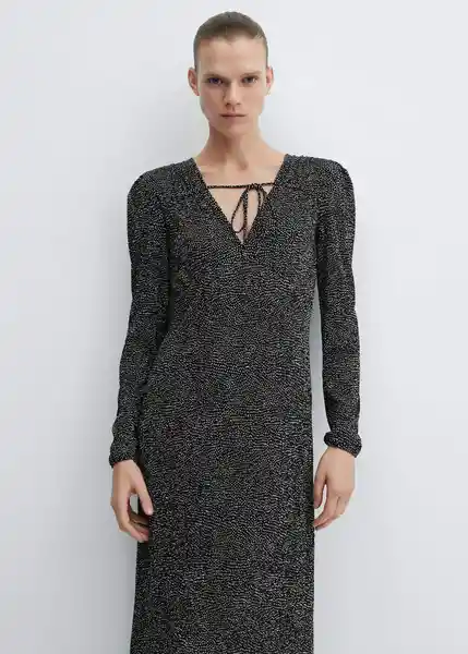 Vestido Pomelo Negro Talla L Mujer Mango