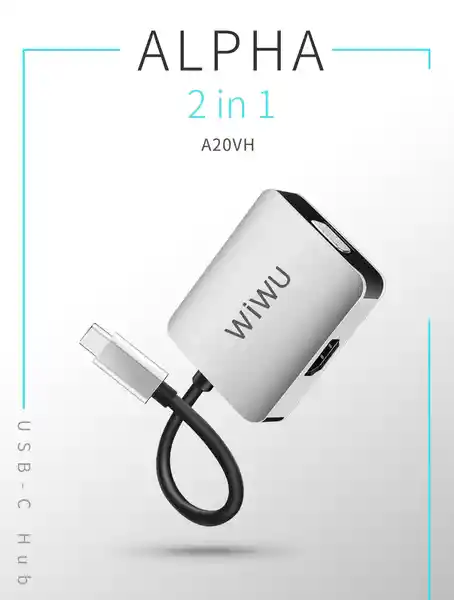 Wiwu Adaptador Usb 2 en 1 Plateado