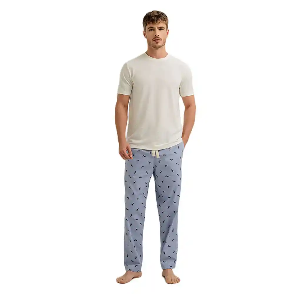 Camiseta Manga Corta en Algodón Masculino Eiva Punto Blanco